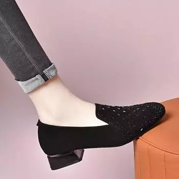 Новые женские туфли на мягкой подошве, модные низкие туфли, повседневные туфли Doudou Lefu с неглубоким носком 41 чёрный