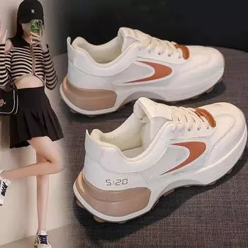 Новые женские туфли на мягкой подошве, туфли для папы, модная универсальная повседневная обувь, увеличивающая рост обувь, спортивная обувь, женская обувь, импортная торговля 36 оранжевый