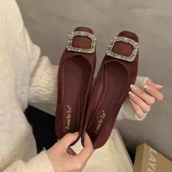 Новые женские туфли на плоской подошве, модные женские туфли с квадратным носком и стразами, мягкая подошва, закрытый носок, Zapatos De Mujer 35