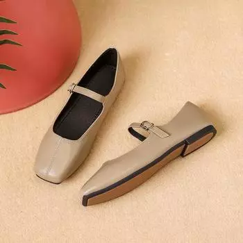 Новые женские туфли на плоской подошве с плоской пряжкой и неглубоким горлышком, одиночные туфли во французском стиле ретро с квадратным носком, женская обувь Мэри Джейн на плоской подошве 35