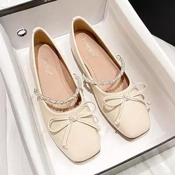 Новые женские туфли на плоской подошве с круглым носком, повседневные кожаные туфли с кристаллами, модные мокасины без застежек, большой размер 33-43 33 бежевый