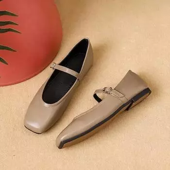 Новые женские туфли на плоской подошве с квадратным носком Туфли Мэри Джейн на плоской подошве Мягкие повседневные балетки Туфли с открытой пяткой Zapatillas Mujer 35 белый