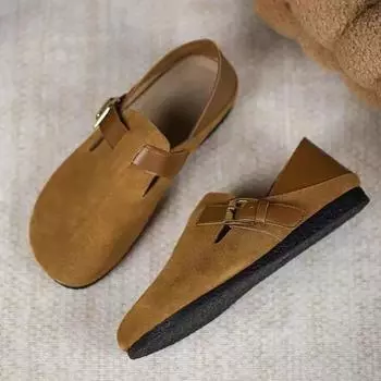 Новые женские туфли на плоской подошве с круглым носком и пряжкой на ремешке, повседневные туфли на плоской подошве для отдыха на открытом воздухе, женские туфли смешанных цветов с мягкой подошвой 35 армия зеленый