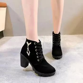 Новые женские туфли на шнуровке, ботильоны Zapatos Mujer, модные туфли на высоком каблуке, женские повседневные весенние туфли-лодочки, ботинки на платформе для женщин 35