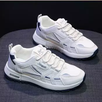 Новые женские туфли на толстой подошве, дышащие, нескользящие, спортивные туфли, модные кроссовки с круглым носком, женская повседневная, удобная обувь для катания на доске 35 синий