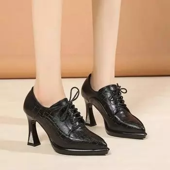 Новые женские туфли, новые брендовые туфли из натуральной кожи на высоком каблуке с круглым носком, ретро, черные, коричневые, для вечеринок, для офиса, женские туфли-лодочки, размер 34-40 34 белый