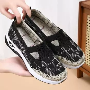 Новые женские туфли повседневные туфли для мам вязаные сетчатые дышащие кроссовки с мягкой подошвой женские 35 фиолетовый