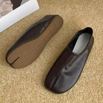 Новые женские туфли-таби с разрезным носком Ninja на плоской подошве с неглубокой подошвой и открытой пяткой, мюли с открытой пяткой, туфли-лоферы для женщин, женские туфли-лоферы Chaussure Femme 35