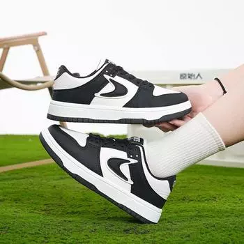 Новые женские туфли универсальные нишевые модные повседневные белые туфли со шнуровкой для спорта 35 чёрный