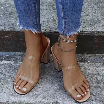 Новые женские туфли в европейском стиле на толстой платформе с высоким каблуком, резиновая подошва, удобные дышащие сандалии для ношения на открытом воздухе 36