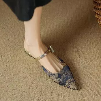 Новые женские туфли в китайском стиле, летние классные тапочки, женская мода, сумка, полутапочки, женские зеленые туфли на плоской подошве, универсальные 35 зелёный