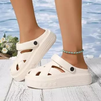 Новые женские туфли женские сандалии без застежек модные бестселлеры пляжные сандалии женские летние однотонные сандалии с закрытым носком 35 покинуть белый