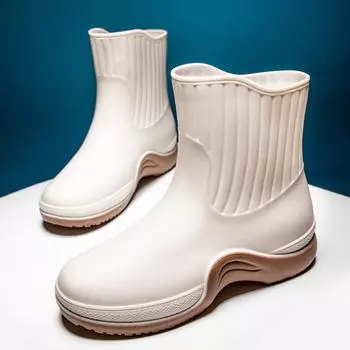 Новые женские удобные непромокаемые сапоги, уличная нескользящая водонепроницаемая женская обувь, модные повседневные теплые непромокаемые сапоги, резиновые бахилы 35