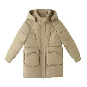 Новые женские вещи средней и длинной длины со съемной шапкой, одежда тонкая и тонкая, а также большие карманы для курток. M хаки