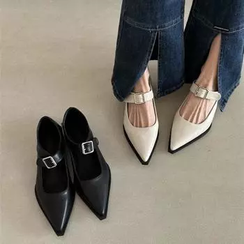 Новые женские весенне-летние туфли-одиночки, модные, с заостренной пряжкой, элегантные и удобные туфли на квадратном каблуке, элегантная женская обувь 35 бежевый