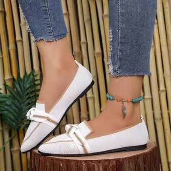 Новые женские вязаные слипоны на плоской подошве, дышащие удобные однотонные прогулочные туфли, повседневные прогулочные кроссовки с острым носком, лоферы 36 синий