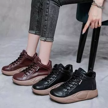 Новые женские высокие кроссовки, модные туфли на платформе с большой головкой, женские повседневные туфли-рокеры, уличная водонепроницаемая походная обувь 35 чёрный