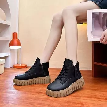 Новые женские высокие туфли, сапоги на толстой подошве 35 чёрный