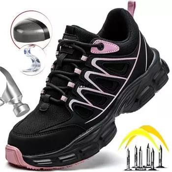 Новые женские защитные ботинки со стальным носком, рабочие ботинки с защитой от проколов, дышащие женские рабочие защитные ботинки на платформе, противоударные 35