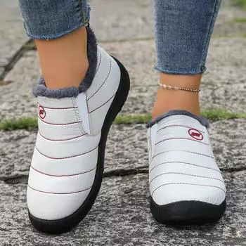 Новые женские зимние ботинки 2025 года, водонепроницаемые плюшевые ботильоны, удобные слипоны на платформе для женщин, модная уличная обувь унисекс 35