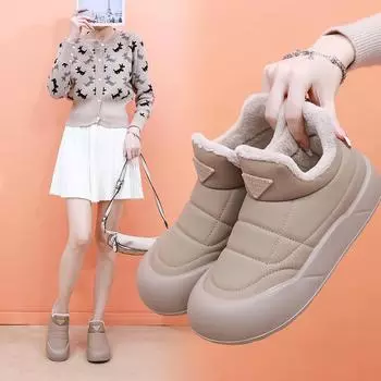 Новые женские зимние ботинки для зимы с плюшевой толстой теплой хлопковой обувью, модные повседневные универсальные короткие ботинки для одной ноги 35
