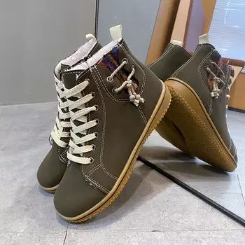 Новые женские зимние ботинки Martin на плоском каблуке, осенние и зимние утепленные женские короткие сапоги 35 чёрный