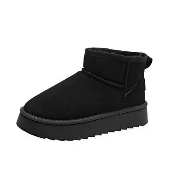 Новые женские зимние ботинки на толстой подошве, с мехом, цельнолитые, с коротким голенищем, теплые, мужские, водонепроницаемые и нескользящие, утепленные, большие хлопковые ботинки 36