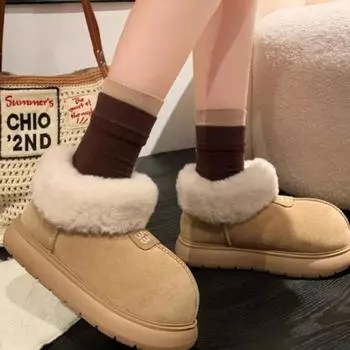 Новые женские зимние ботинки, повседневные, удобные, на плоской подошве, с зимним теплым плюшем 2024 года, высококачественные, модные, однотонные, женские ботильоны 35