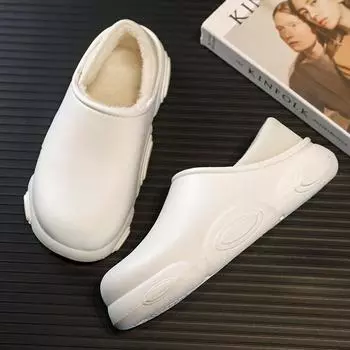 Новые женские зимние хлопковые туфли, модные теплые плюшевые тапочки, мягкие удобные плоские пушистые тапочки, мужские домашние пушистые туфли 36-37 чёрный