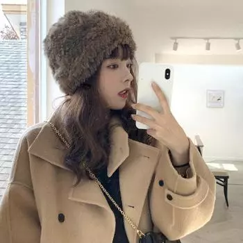Новые женские зимние искусственный мех толстая шапка теплая шапка женские плюшевые шапки из кроличьего меха элегантные мягкие пушистые шапки-бомберы шапки-бини 56-58cm белый