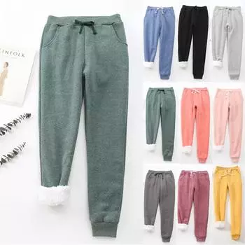 Новые женские зимние однотонные флисовые брюки большого размера Wei, повседневные леггинсы Harun M серый