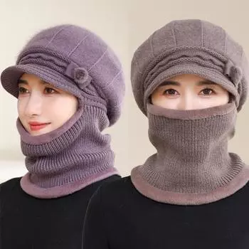 Новые женские зимние шапки с меховой подкладкой, сохраняющие тепло, женские ветрозащитные, утепленные, утепленные шапки-балаклавы 55cm-60cm темно-фиолетового