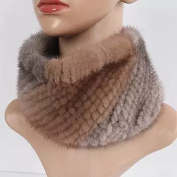 Новые женские зимние шарфы из натурального меха норки, повязки на голову, эластичный вязаный шарф из натурального меха норки, толстая теплая женская меховая шаль с кольцом Good elasticity чёрный