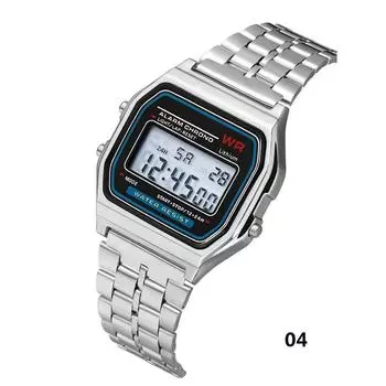 Новые ЖК-цифровые часы из нержавеющей стали для секундомера, ювелирные изделия, спортивные ретро-часы для женщин и мужчин, подарочные часы серебряный