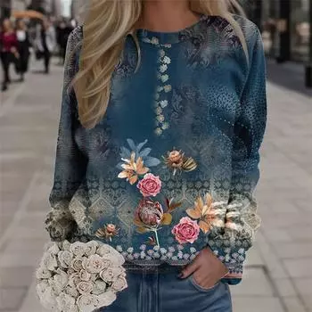 Новые зимние 3D-принты, красочные цветочные толстовки, модная уличная одежда, пуловеры, женские винтажные Y2k, унисекс, забавная одежда, топы для девочек S