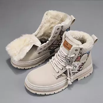 Новые зимние бархатные ботинки Martin на толстой подошве: Теплые мотоциклетные ботинки Bear 43