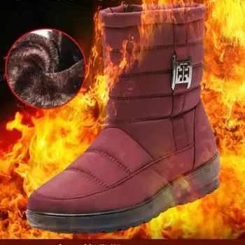 Новые зимние бархатные теплые женские зимние ботинки, женские непромокаемые хлопковые ботинки с боковой молнией, повседневная женская обувь 35 красный