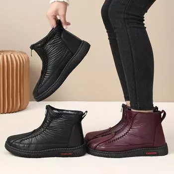 Новые зимние большие хлопковые ботинки в корейском стиле, универсальные, с флисовой подкладкой, толстые хлопковые ботинки, водонепроницаемые, нескользящие, высокие, женские ботинки, теплые зимние ботинки 35
