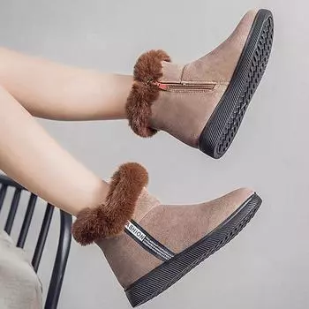 Новые зимние ботинки большого размера для женской теплой и толстой обуви, нескользящая и легкая женская обувь 35 серый