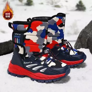 Новые зимние ботинки для мальчиков, теплые большие хлопковые ботинки для девочек 31