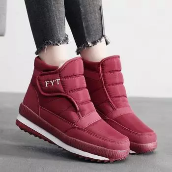 Новые зимние ботинки для мужчин и женщин с добавлением флиса, утолщенные, водонепроницаемые, высокие, хлопковые ботинки, теплая и плотная хлопковая обувь 35 чёрный