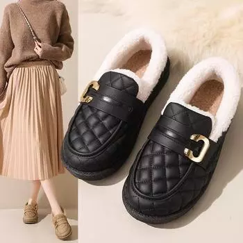 Новые зимние ботинки хлопковые ботинки утолщенные верхняя одежда мягкие ботинки теплые 35-40 35 чёрный