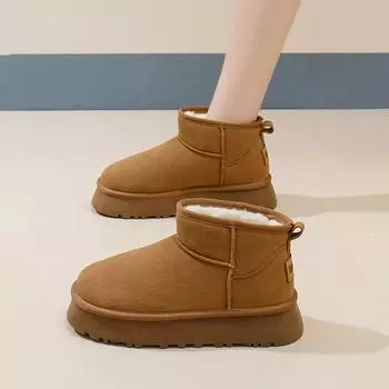 Новые зимние ботинки, женские зимние тапочки, верхняя одежда, теплые плюшевые хлопковые туфли, женские зимние ботинки в стиле ретро, коричневые, на платформе, мюли 35 хаки