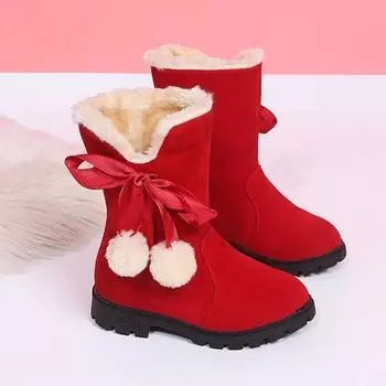 Новые зимние детские бархатные хлопковые сапоги 26 красный