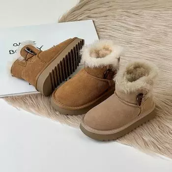 Новые зимние детские ботинки для снега с роговой пряжкой, детские ботинки с матовым покрытием, удобные внутри, теплые ботинки для мальчиков и девочек 37