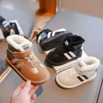 Новые зимние детские хлопковые туфли из утолщенного бархата 26