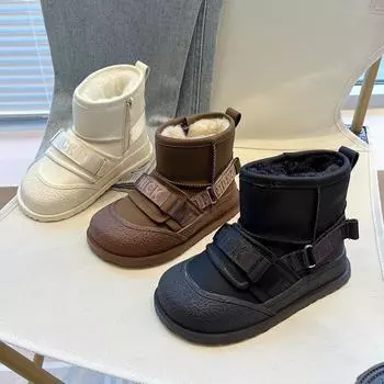 Новые зимние детские сапоги, теплая обувь для девочек, утепленная обувь для мальчиков из хлопка с начесом и утолщением, отправлено производителем. 26 чёрный