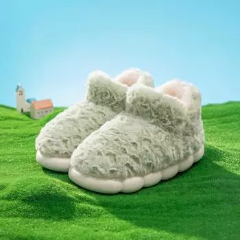 Новые зимние детские теплые хлопковые тапочки от Ruiliya для мальчиков и девочек, для дома, высокие нескользящие хлопковые тапочки, в которых чувствуешь себя, как на дерьме 200mm белый