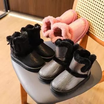 Новые зимние детские зимние сапоги, теплая обувь, нескользящие, водонепроницаемые, утолщенные, бархатные, хлопковые сапоги, детские зимние сапоги 28 серебряный
