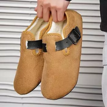 Новые зимние хлопковые мужские туфли, теплые легкие тапочки без застежек, женские плюшевые домашние хлопковые мокасины для спальни, унисекс, зимняя теплая обувь 36-37 серый